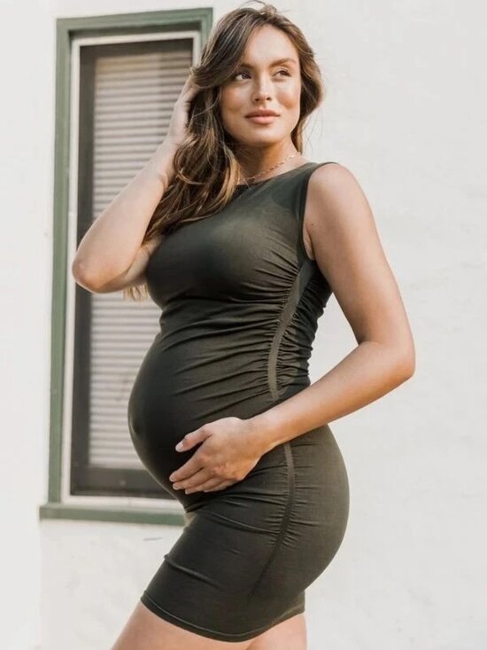 NWOT Blanqi Maternity Olive Tank Dress size L/XL - Picture 3 of 14